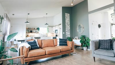 A bright living room with clean air and natural light filtering through windows