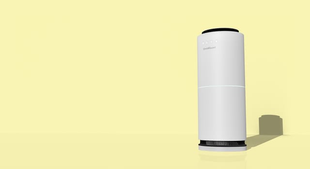 Small compact desktop air purifier on a table
